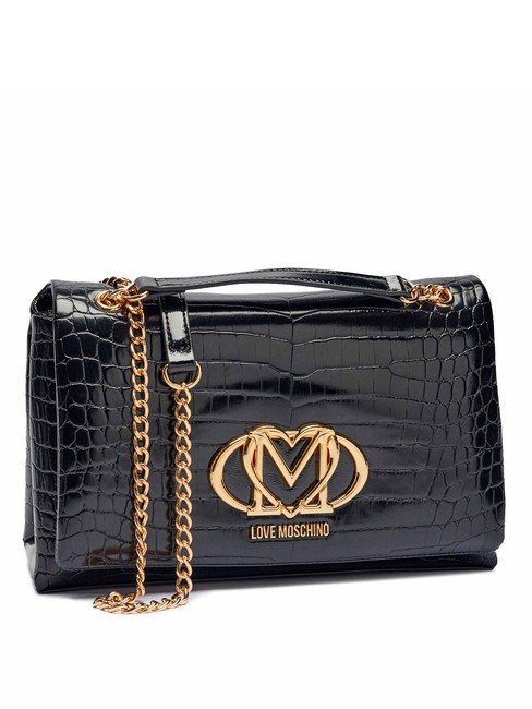 CROCO Convertible Borsetta a spalla / a tracolla croco nero - Borse Donna