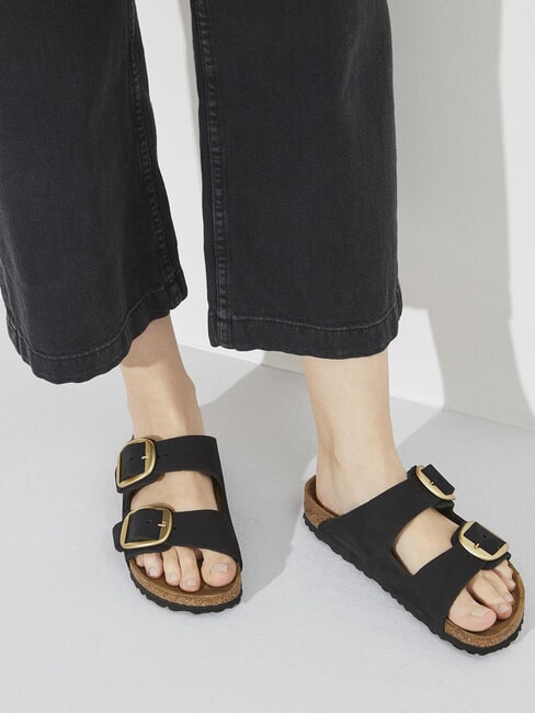 ARIZONA BIG BUCKLE Sandalo ciabatta in pelle nubuck black - Scarpe Donna