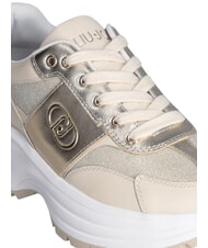 LIUJO EVA 02 Sneakers in pelle e lurex ivory/light gold - Scarpe Donna - 5