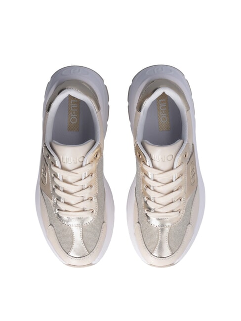 EVA 02 Sneakers in pelle e lurex ivory/light gold - Scarpe Donna