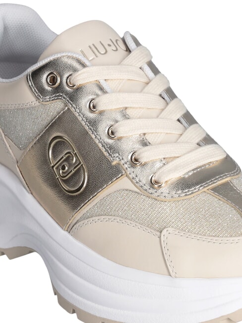 EVA 02 Sneakers in pelle e lurex ivory/light gold - Scarpe Donna
