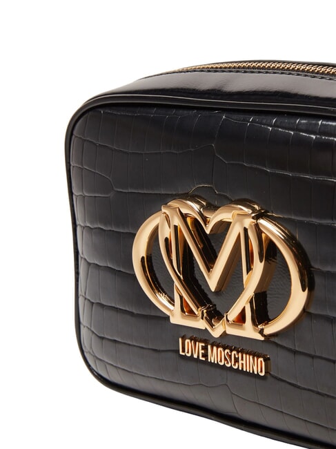 CROCO PRINTED Borsa camera case a tracolla croco nero - Borse Donna