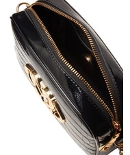 LOVE MOSCHINO CROCO PRINTED Borsa camera case a tracolla croco nero - Borse Donna - 4