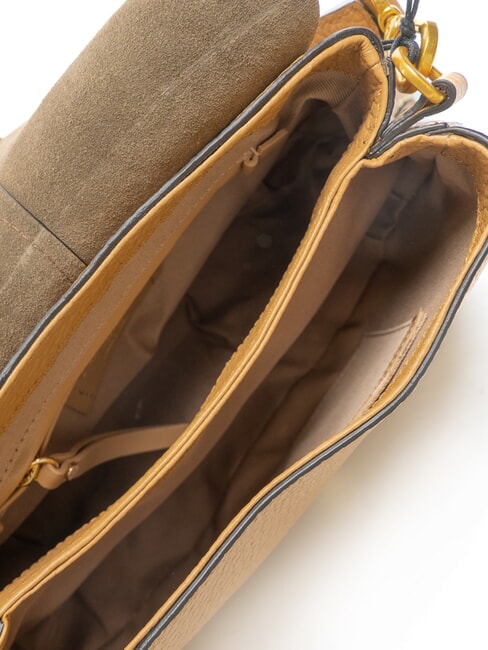 HELENA ROUND Borsa in pelle con doppia tracolla nature - Borse Donna