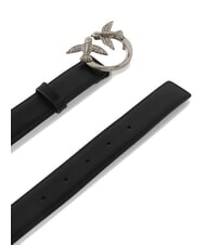 PINKO LOVE BERRY Cintura in pelle nero-old silver - Cinture - 5