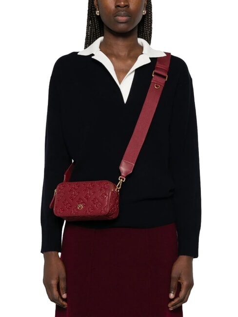 EMBOSSED LOGO Borsa camera case a tracolla bordeaux merlot-antique gold - Borse Donna