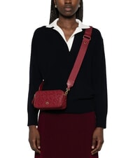 PINKO EMBOSSED LOGO Borsa camera case a tracolla bordeaux merlot-antique gold - Borse Donna - 5