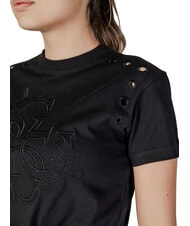GUESS CN SS EYELET T-shirt con nodo e ricamo jetbla - T-shirt e Top Donna - 4