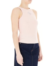 GUESS NEW SL ROUND GUENDALINA Canotta logo 4G strass pink pearl - T-shirt e Top Donna - 3