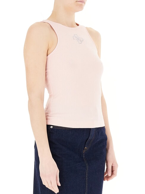 NEW SL ROUND GUENDALINA Canotta logo 4G strass pink pearl - T-shirt e Top Donna