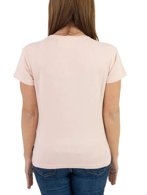 MECHI T-shirt stretch con logo strass cipria - T-shirt e Top Donna