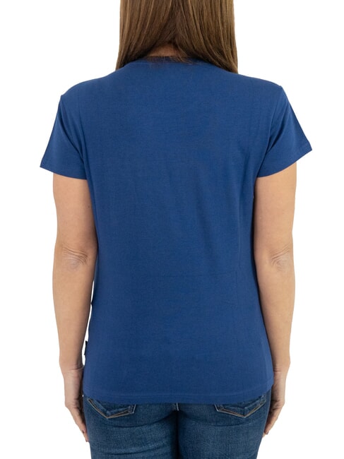 MECHI T-shirt stretch con logo strass blue - T-shirt e Top Donna