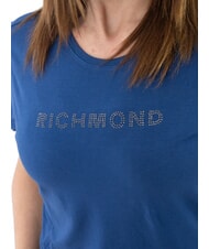 JOHN RICHMOND MECHI T-shirt stretch con logo strass blue - T-shirt e Top Donna - 3