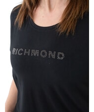 JOHN RICHMOND MECHI T-shirt stretch con logo strass black - T-shirt e Top Donna - 3