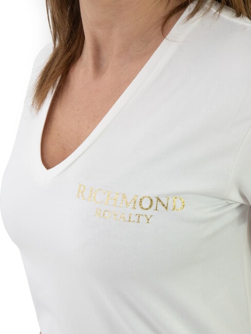 VATICI T-shirt stretch stampa logo off-white/gold - T-shirt e Top Donna