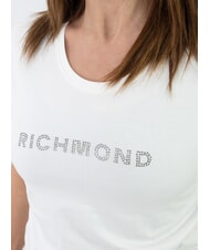JOHN RICHMOND MECHI T-shirt stretch con logo strass off-white - T-shirt e Top Donna - 3