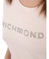 JOHN RICHMOND MECHI T-shirt stretch con logo strass cipria - T-shirt e Top Donna - 3