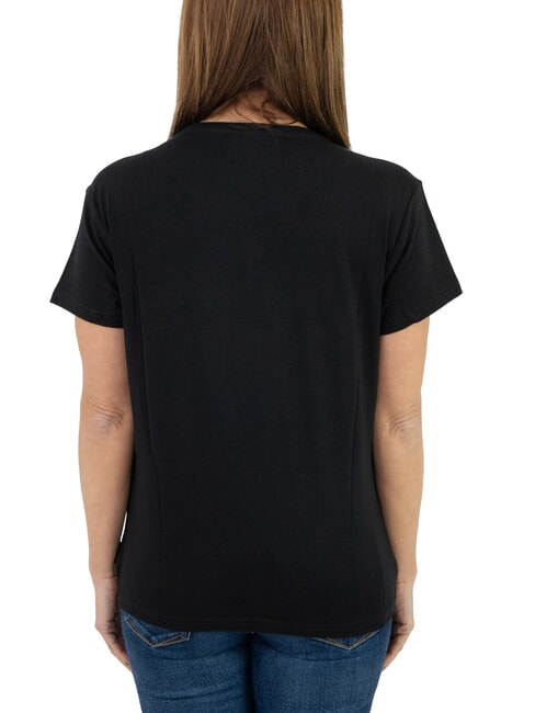 MECHI T-shirt stretch con logo strass black - T-shirt e Top Donna