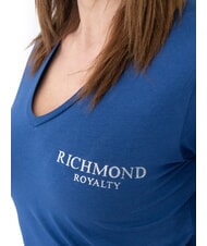 JOHN RICHMOND VATICI T-shirt stretch stampa logo blue/silver dark - T-shirt e Top Donna - 3