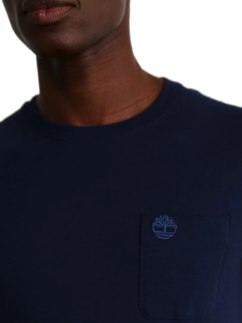DUNSTAN RIVER T-shirt in cotone con taschino dark sapphire/dark denim - T-shirt Uomo