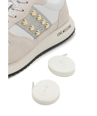 LOVE MOSCHINO DUNE 30 Sneakers con borchiette a cuore bianco/argento10 - Scarpe Donna - 5