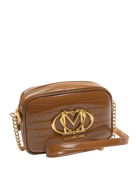 CROCO PRINTED Borsa camera case a tracolla cammello2 - Borse Donna