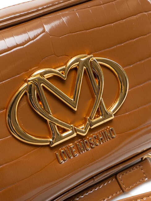 CROCO PRINTED Borsa camera case a tracolla cammello2 - Borse Donna