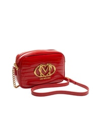 LOVE MOSCHINO CROCO PRINTED Borsa camera case a tracolla rosso - Borse Donna - 2