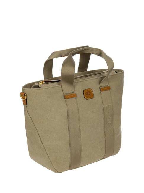 SORRENTO LUDOVICA Borsa shopping a mano in canvas oliva - Borse Donna