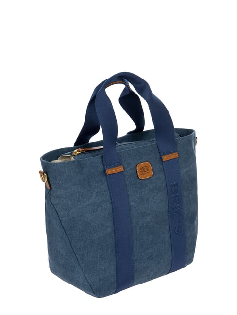 SORRENTO LUDOVICA Borsa shopping a mano in canvas blu - Borse Donna