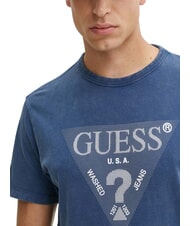 GUESS TRIANGLE T-shirt in cotone con stampa pennant blue - T-shirt Uomo - 3