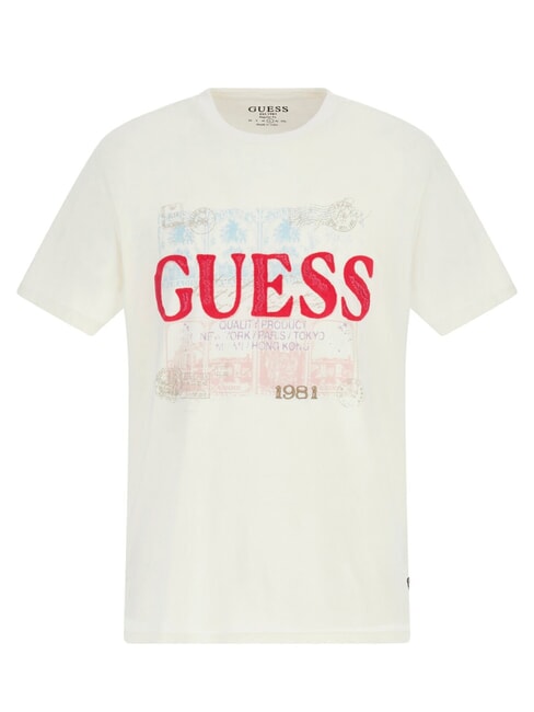 WORLD STAMPS T-shirt in cotone pearl white multi - T-shirt Uomo