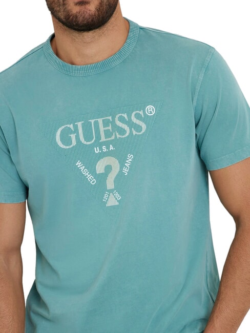 TRIANGLE T-shirt in cotone con stampa soft teal - T-shirt Uomo