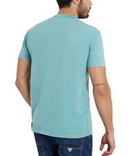 GUESS TRIANGLE T-shirt in cotone con stampa soft teal - T-shirt Uomo - 2