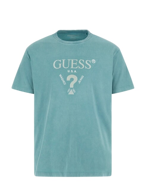 TRIANGLE T-shirt in cotone con stampa soft teal - T-shirt Uomo