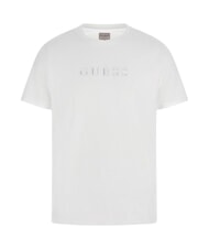 GUESS LOGO EMBROIDERY T-shirt in cotone purwhite - T-shirt Uomo - 4