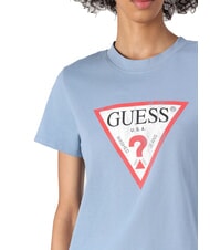 GUESS CLASSIC FIT LOGO T-shirt con logo triangolo blue ribbon - T-shirt e Top Donna - 3