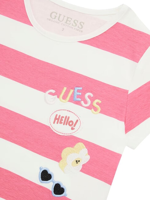 KIDS T-shirt a strisce white and fuchsia st - T-shirt Bambino