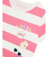GUESS KIDS T-shirt a strisce white and fuchsia st - T-shirt Bambino - 3