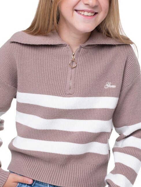 KIDS Cardigan a strisce con zip brown white stripes - Maglioni Bambini