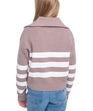 GUESS KIDS Cardigan a strisce con zip brown white stripes - Maglioni Bambini - 4