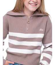 GUESS KIDS Cardigan a strisce con zip brown white stripes - Maglioni Bambini - 5