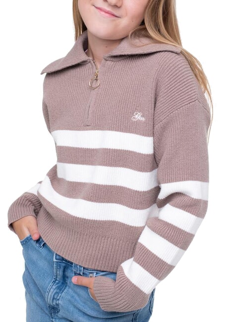 KIDS Cardigan a strisce con zip brown white stripes - Maglioni Bambini