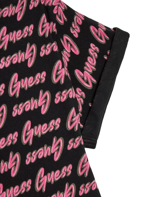 KIDS T-shirt stampa logo all over aop guess black - T-shirt Bambino