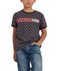 GUESS KIDS T-shirt logo 4G all over 4g aop jet black - T-shirt Bambino - 4