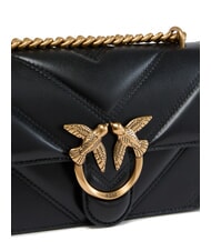 PINKO LOVE ONE MINI Borsa in nappa trapuntata chevron nero-antique gold - Borse Donna - 3