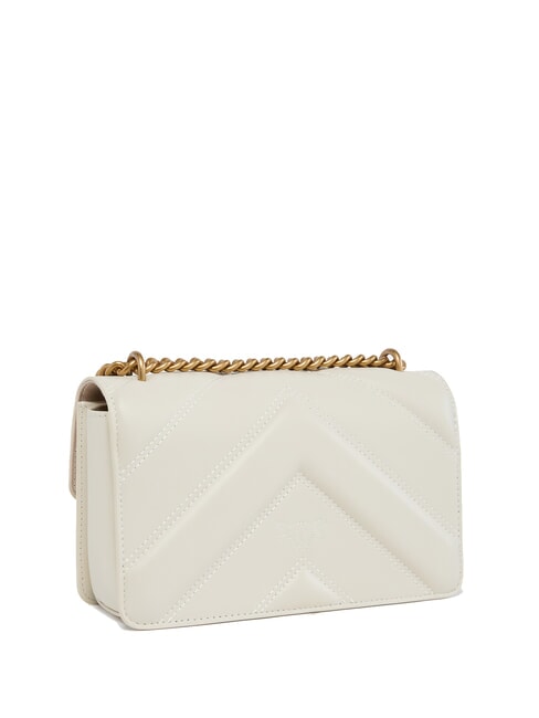 LOVE ONE MINI Borsa in nappa trapuntata chevron bianco seta-antique gold - Borse Donna