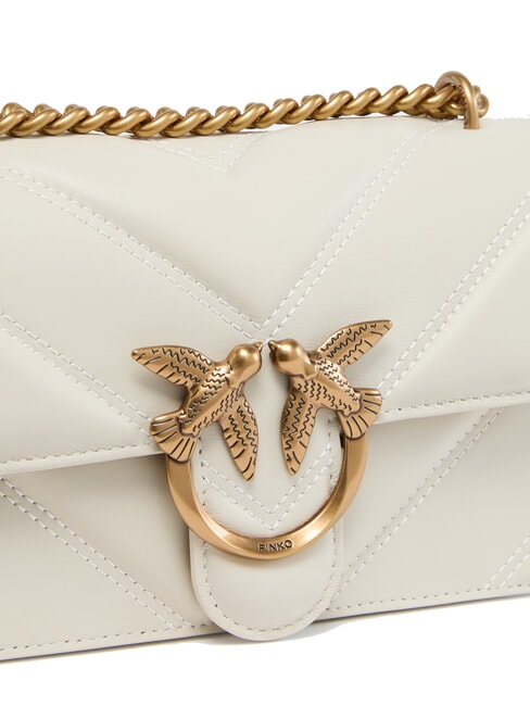 LOVE ONE MINI Borsa in nappa trapuntata chevron bianco seta-antique gold - Borse Donna