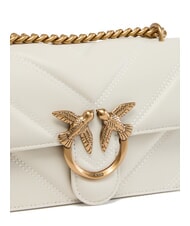 PINKO LOVE ONE MINI Borsa in nappa trapuntata chevron bianco seta-antique gold - Borse Donna - 3