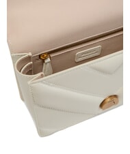 PINKO LOVE ONE MINI Borsa in nappa trapuntata chevron bianco seta-antique gold - Borse Donna - 4